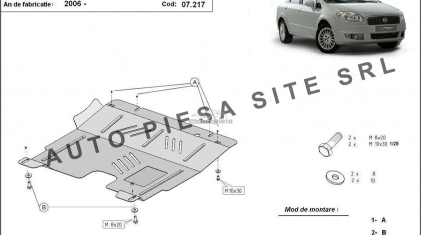 Scut metalic motor Fiat Linea fabricat incepand cu 2006 APS-07,217 piesa NOUA