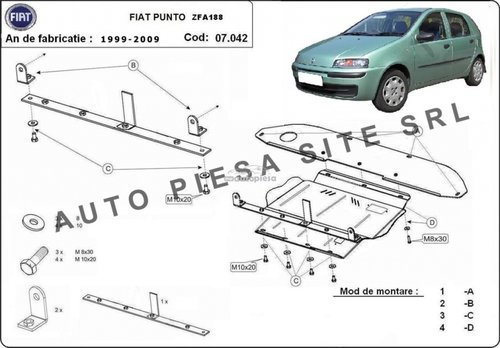 Scut metalic motor Fiat Punto (188) fabricat in perioada 1999 - 2009 APS-07,042 piesa NOUA