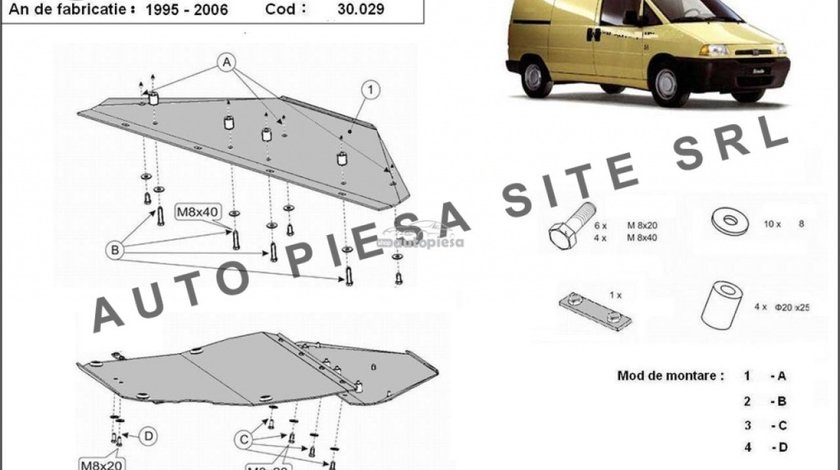 Scut metalic motor Fiat Scudo 1995-2006 APS-30,029 piesa NOUA