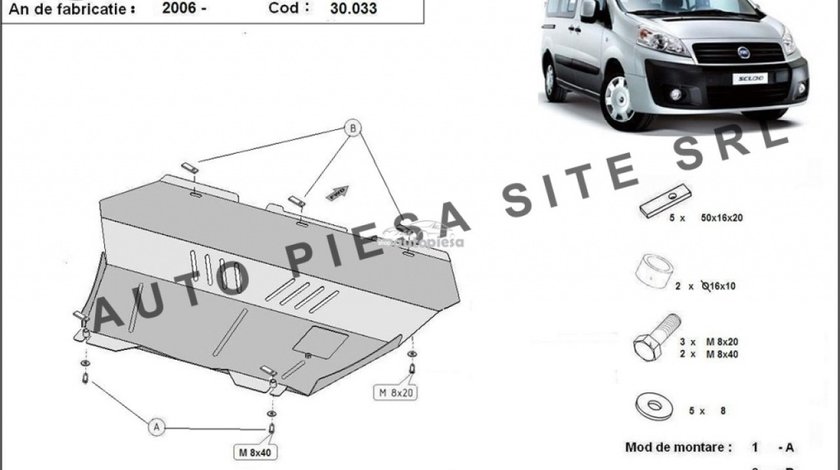 Scut metalic motor Fiat Scudo fabricat incepand cu 2006 APS-30,033 piesa NOUA