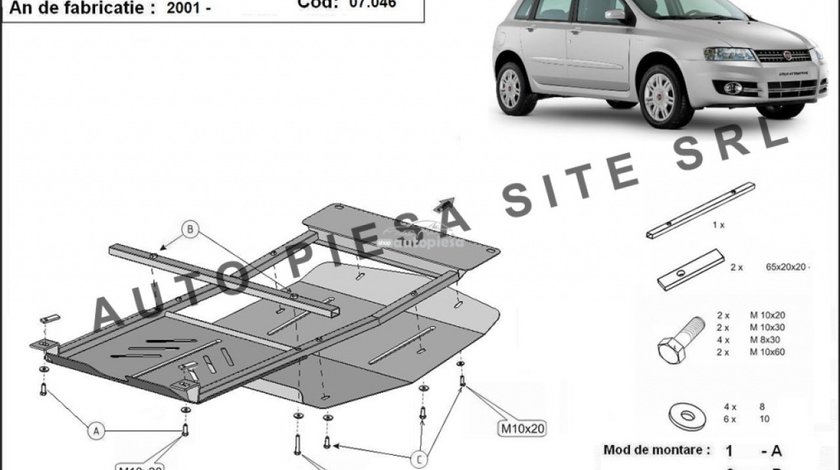 Scut metalic motor Fiat Stilo fabricat incepand cu 2001 APS-07,046 piesa NOUA