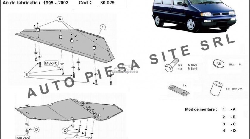 Scut metalic motor Fiat Ulysse fabricat in perioada 1995 - 2003 APS-30,029 piesa NOUA