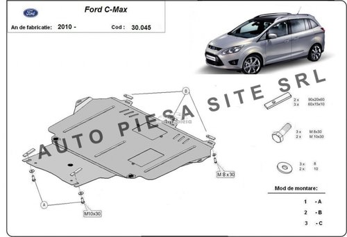 Scut metalic motor Ford C-Max 2 II fabricat incepand cu 2010 APS-30,045 piesa NOUA