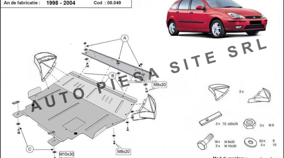 Scut metalic motor Ford Focus 1 I fabricat in perioada 1998 - 2004 APS-08,049 piesa NOUA