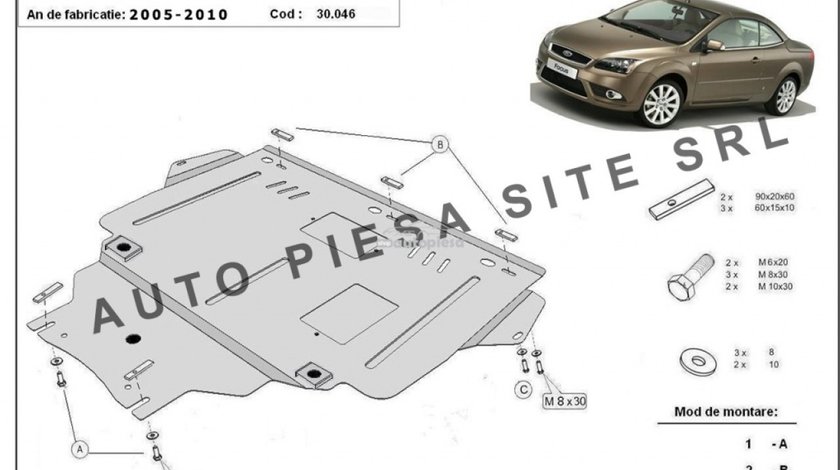 Scut metalic motor Ford Focus 2 II fabricat in perioada 2005 - 2010 APS-30,046 produs NOU
