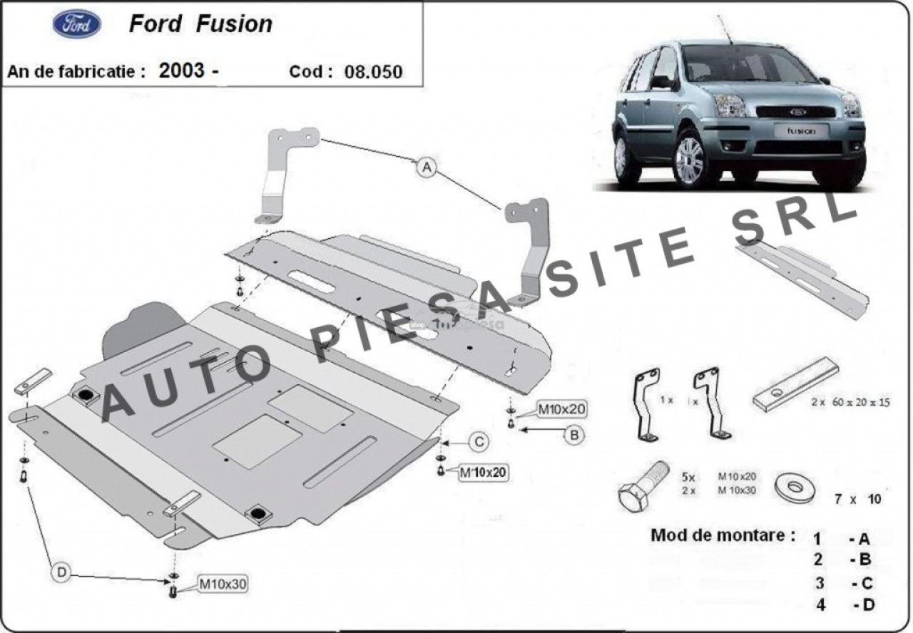Scut metalic motor Ford Fusion fabricat incepand cu 2003 APS-08,050 piesa NOUA