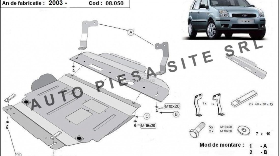 Scut metalic motor Ford Fusion fabricat incepand cu 2003 APS-08,050 piesa NOUA