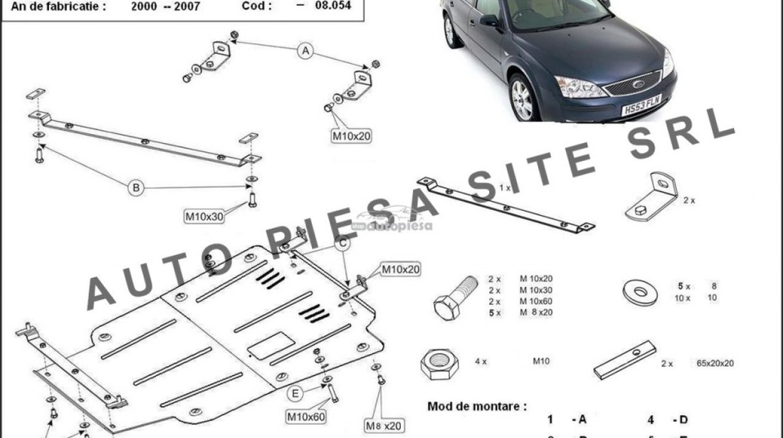 Scut metalic motor Ford Mondeo 3 III fabricat in perioada 2000 - 2007 APS-08,054 piesa NOUA