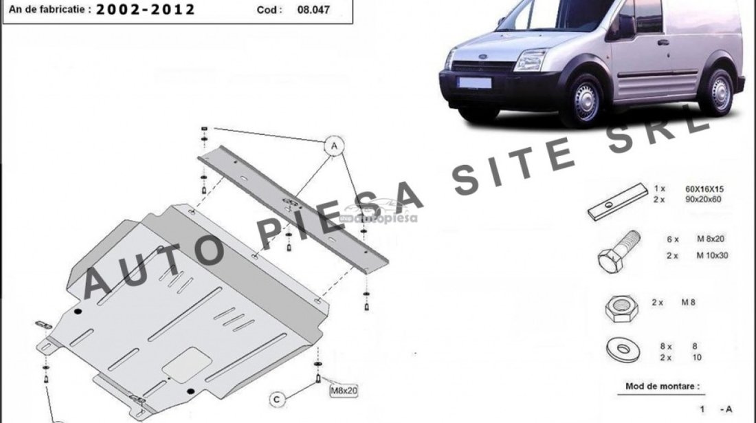 Scut metalic motor Ford Transit Connect fabricat in perioada 2002-2012 APS-08,047 piesa NOUA