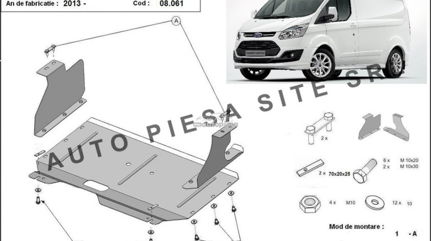 Scut metalic motor Ford Transit Custom fabricat incepand cu 2013 APS-08,061 piesa NOUA