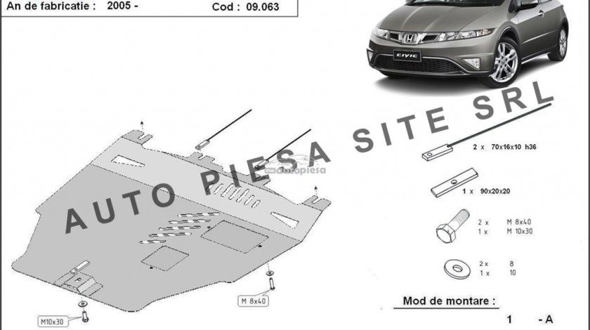 Scut metalic motor Honda Civic 8 VIII hatchback fabricata incepand cu 2005 APS-09,063 piesa NOUA