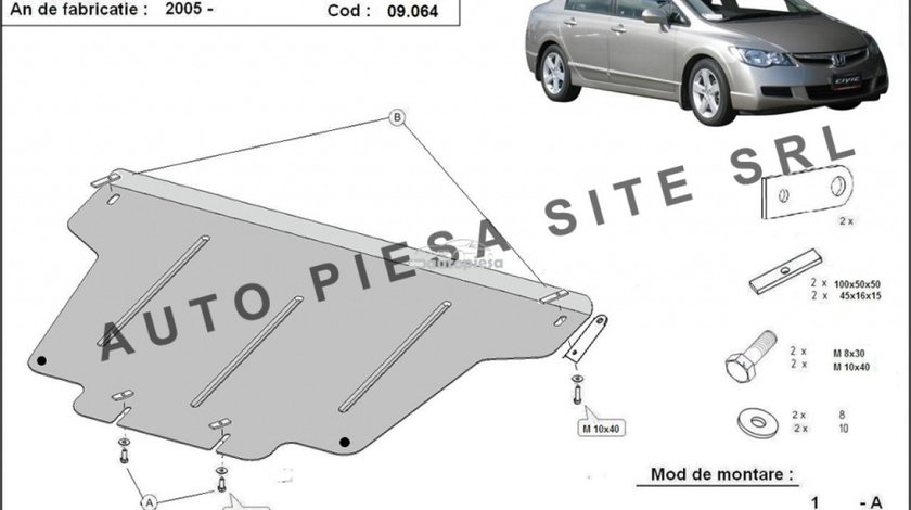 Scut metalic motor Honda Civic 8 VIII sedan fabricata incepand cu 2005 APS-09,064 piesa NOUA