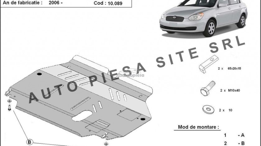 Scut metalic motor Hyundai Accent 3 III fabricat incepand cu 2006 APS-10,089 piesa NOUA