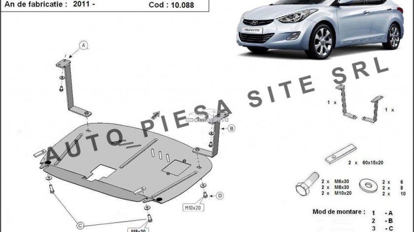 Scut metalic motor Hyundai Elantra fabricat incepand cu 2011 APS-10,088 piesa NOUA