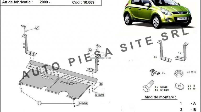 Scut metalic motor Hyundai i20 fabricat incepand cu 2009 APS-10,069 piesa NOUA