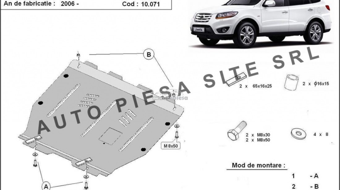 Scut metalic motor Hyundai Santa Fe 2 II fabricat in perioada 2006 - 2011 APS-10,071 piesa NOUA