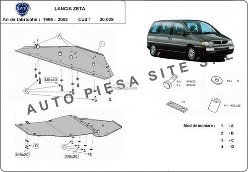 Scut metalic motor Lancia Zeta fabricata in perioada 1995 - 2003 APS-30,029 piesa NOUA