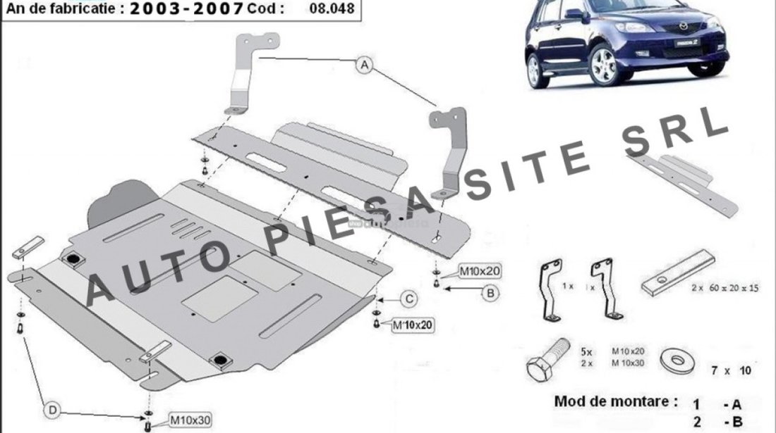 Scut metalic motor Mazda 2 fabricata in perioada 2003 - 2007 APS-08,048 piesa NOUA