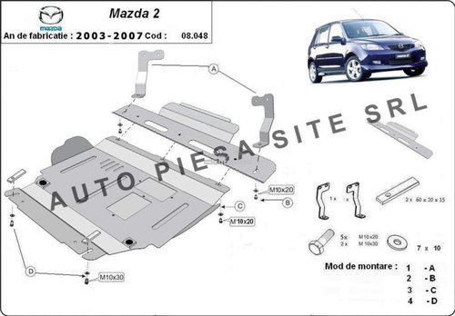 Scut metalic motor Mazda 2 fabricata in perioada 2003 - 2007 APS-08,048 piesa NOUA