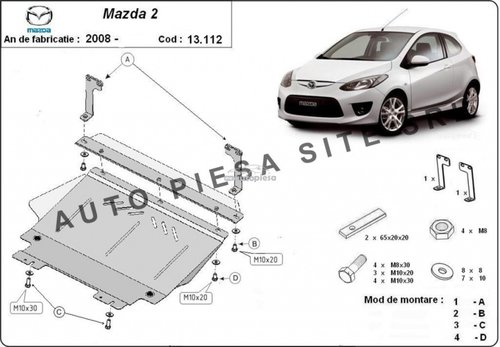Scut metalic motor Mazda 2 fabricata incepand cu 2008 APS-13,112 piesa NOUA