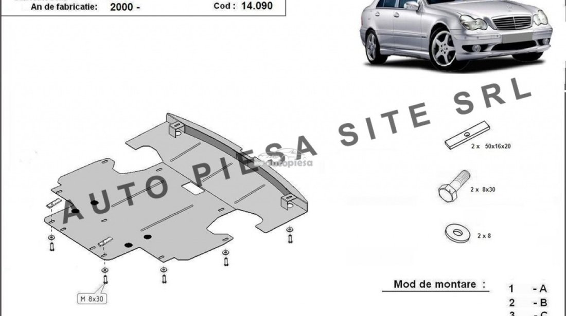 Scut metalic motor Mercedes C-Class W203 2.0 fabricat incepand cu 2000 APS-14,090 piesa NOUA