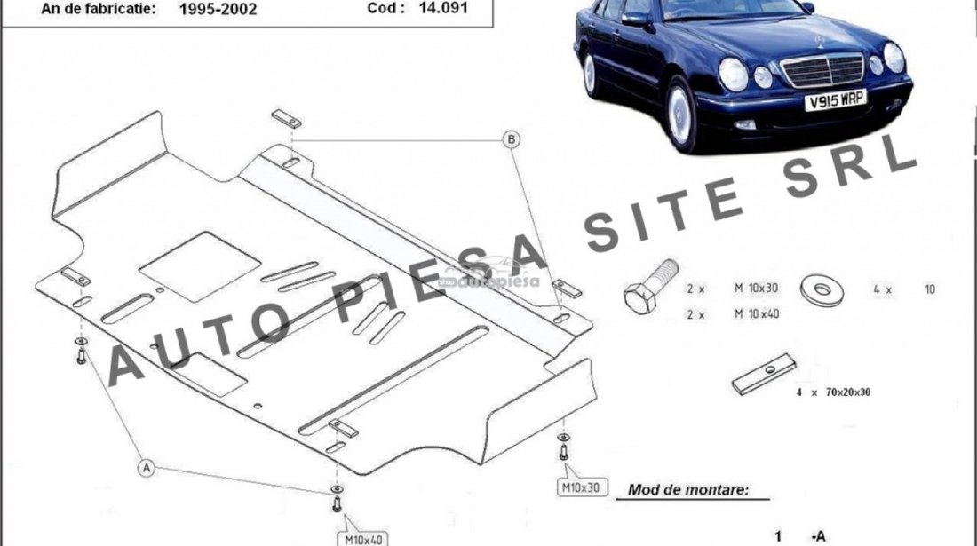 Scut metalic motor Mercedes E-Class W210 fabricat in perioada 1995 - 2002 APS-14,091 piesa NOUA