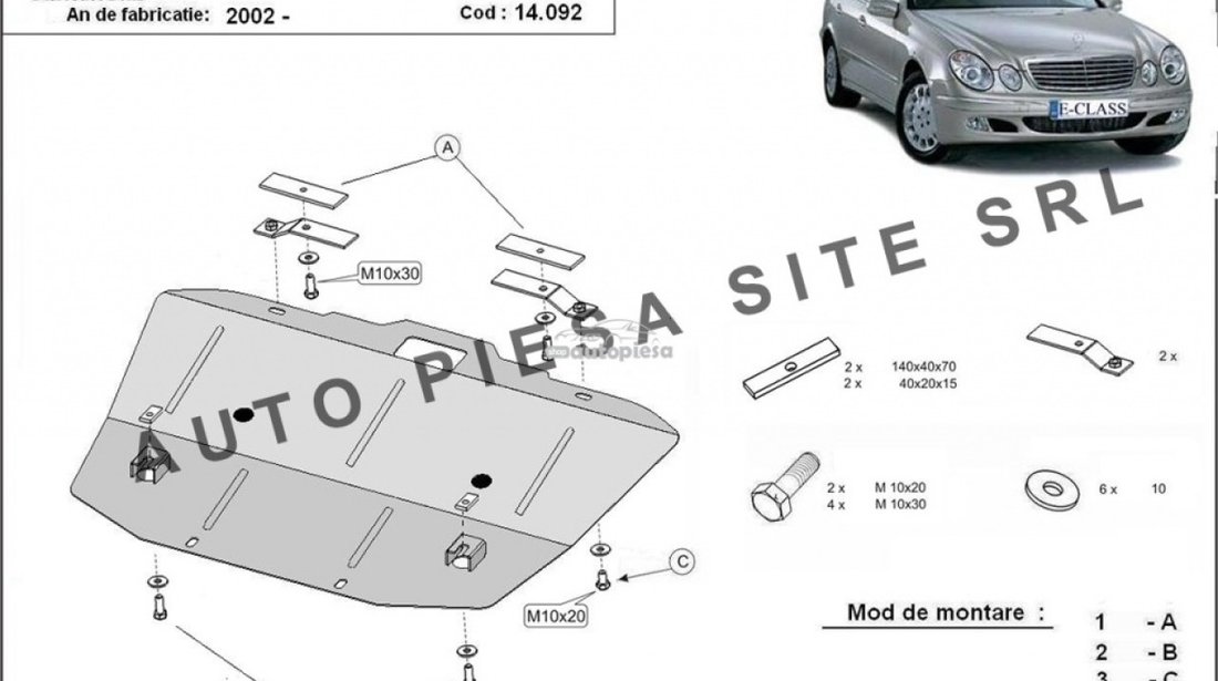 Scut metalic motor Mercedes E-Class W211 fabricat incepand cu 2002 APS-14,092 piesa NOUA