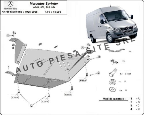 Scut metalic motor Mercedes Sprinter fabricat in perioada 1995 - 2006 APS-14,095 piesa NOUA