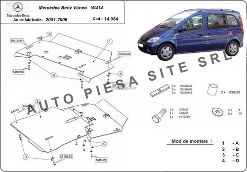Scut metalic motor Mercedes Vaneo fabricat in perioada 2001 - 2006 APS-14,084 piesa NOUA