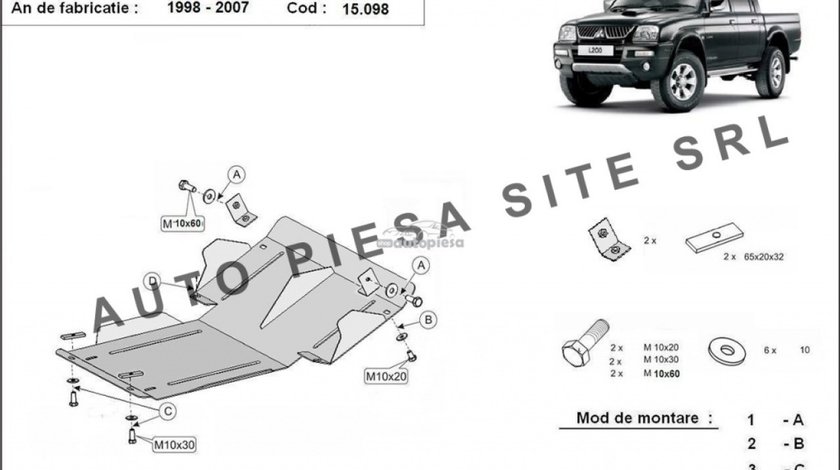 Scut metalic motor Mitsubishi L200 fabricat in perioada 1998 - 2007 APS-15,098 piesa NOUA