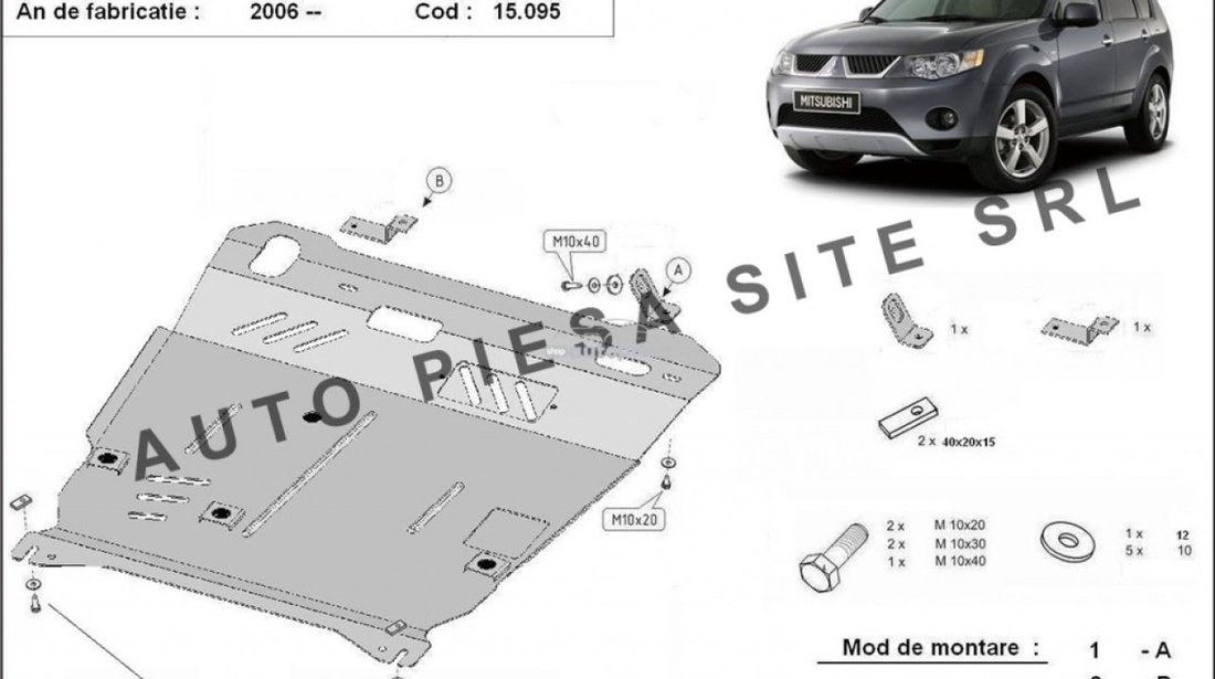 Scut metalic motor Mitsubishi Outlander 2 II fabricat in perioada 2006 - 2012 APS-15,095 piesa NOUA