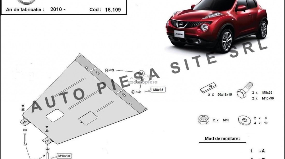 Scut metalic motor Nissan Juke fabricat incepand cu 2010 APS-16,109 piesa NOUA