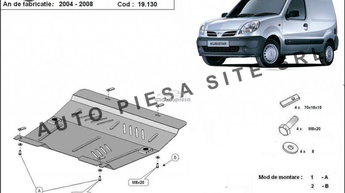 Scut metalic motor Nissan Kubistar fabricat in perioada 2004 - 2008 APS-19,130 piesa NOUA