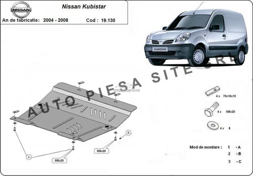 Scut metalic motor Nissan Kubistar fabricat in perioada 2004 - 2008 APS-19,130 piesa NOUA