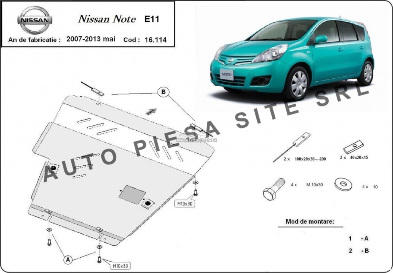 Scut metalic motor Nissan Note fabricat incepand cu 2007 APS-16,114 piesa NOUA