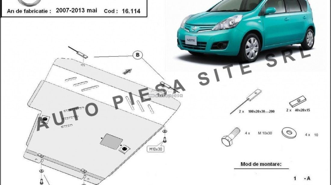 Scut metalic motor Nissan Note fabricat incepand cu 2007 APS-16,114 piesa NOUA