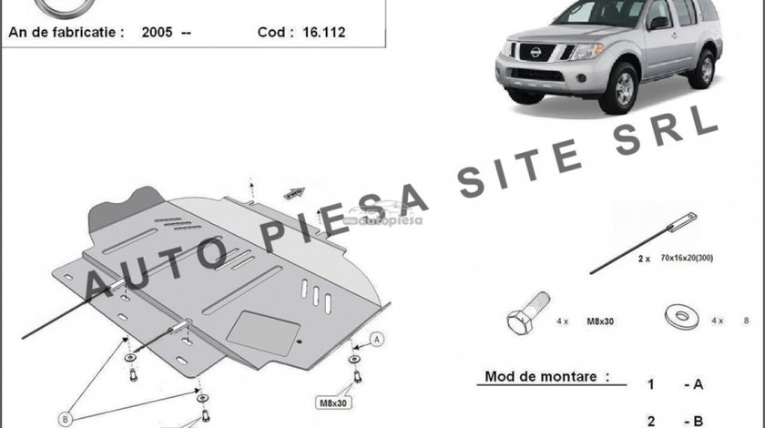 Scut metalic motor Nissan Pathfinder fabricat incepand cu 2005 APS-16,112 piesa NOUA