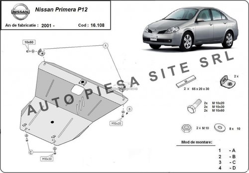 Scut metalic motor Nissan Primera fabricat incepand cu 2001 APS-16,108 piesa NOUA