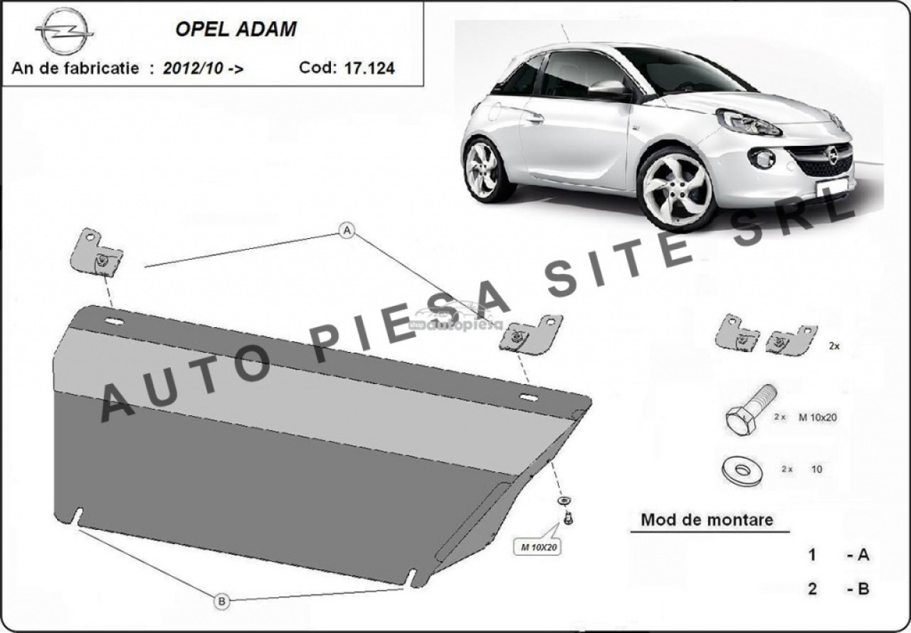 Scut metalic motor Opel Adam fabricat incepand cu 2012 APS-17,124 piesa NOUA