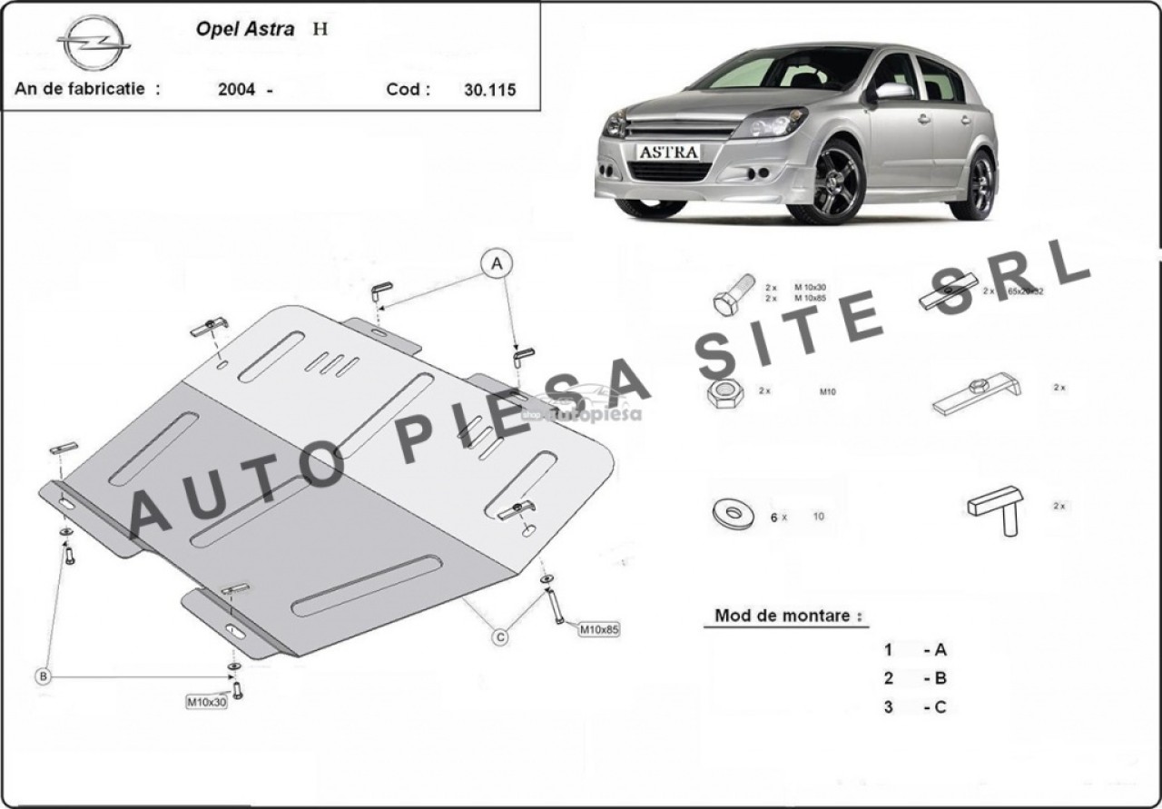 Scut metalic motor Opel Astra H fabricat incepand cu 2004 APS-30,115 piesa NOUA