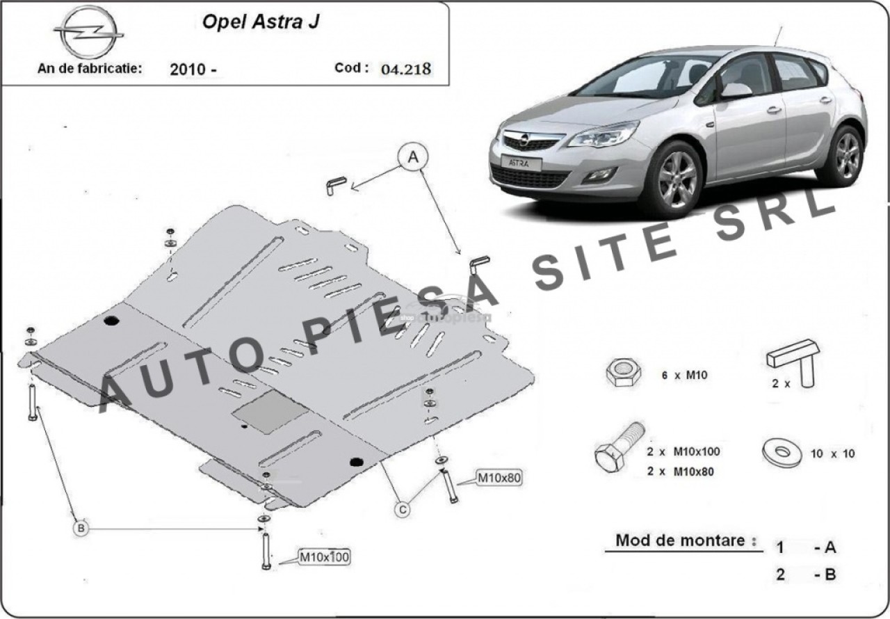 Scut metalic motor Opel Astra J fabricat incepand cu 2010 APS-04,218 piesa NOUA