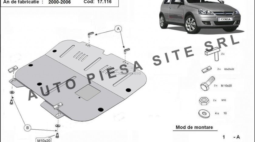 Scut metalic motor Opel Corsa C fabricat in perioada 2000 - 2006 APS-17,116 piesa NOUA