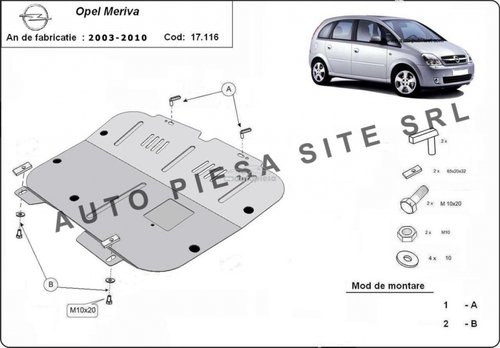 Scut metalic motor Opel Meriva A fabricat in perioada 2003 - 2010 APS-17,116 piesa NOUA