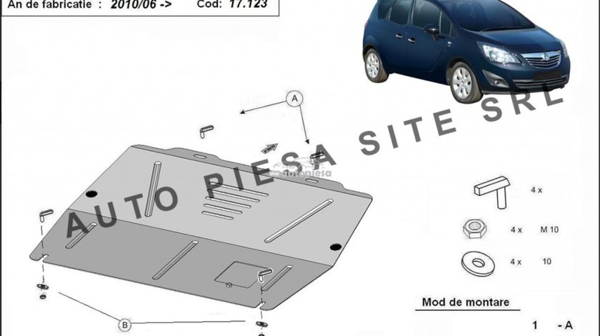 Scut metalic motor Opel Meriva B fabricat incepand cu 2010 APS-17,123 piesa NOUA