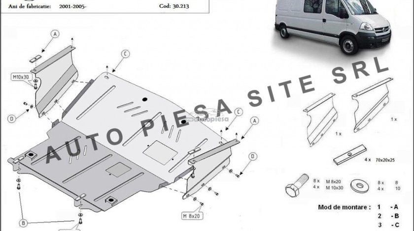 Scut metalic motor Opel Movano fabricat in perioada 1998 - 2010 APS-30,213 piesa NOUA