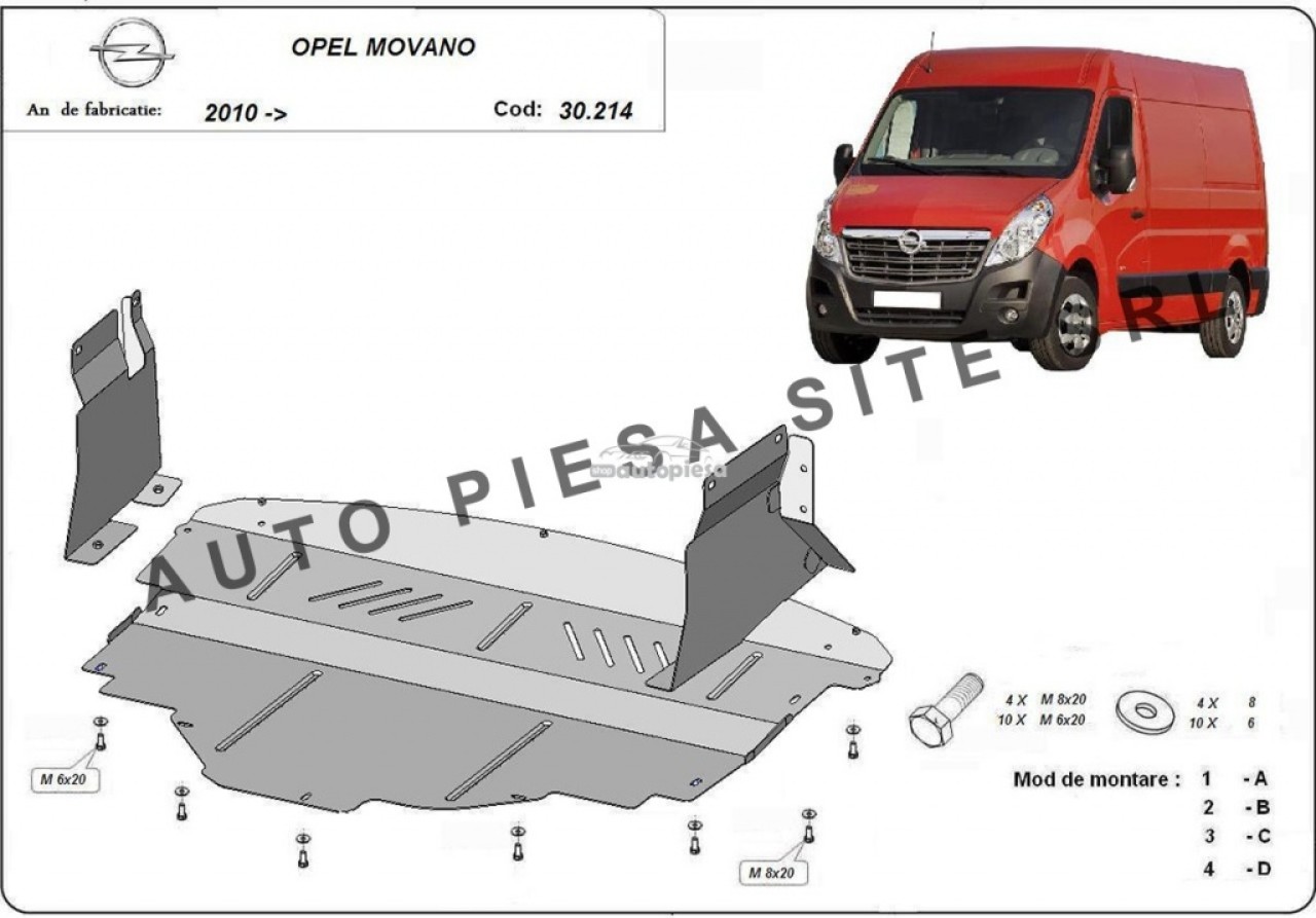 Scut metalic motor Opel Movano fabricat incepand cu 2010 APS-30,214 piesa NOUA