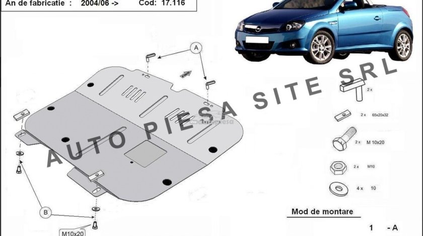 Scut metalic motor Opel Tigra TwinTop fabricat incepand cu 2004 APS-17,116 piesa NOUA