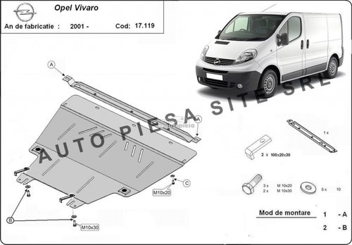 Scut metalic motor Opel Vivaro fabricat incepand cu 2001 APS-17,119 piesa NOUA