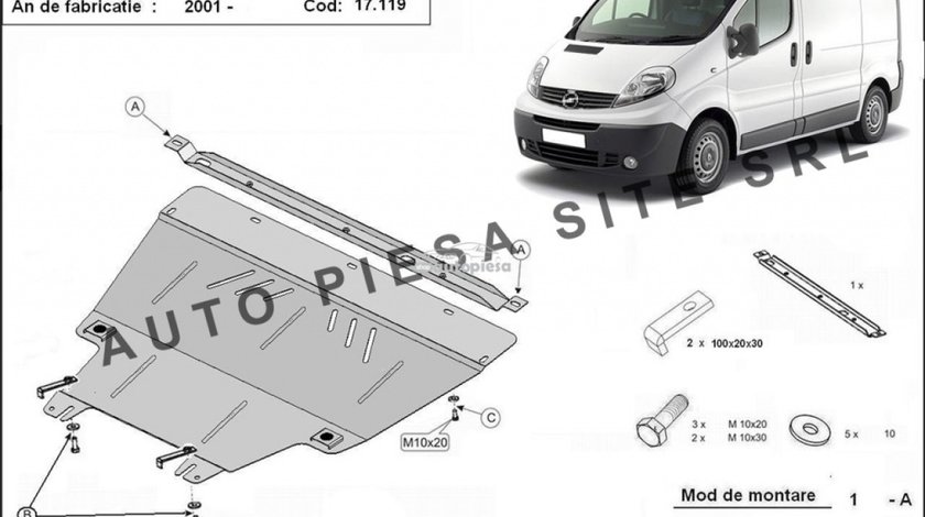 Scut metalic motor Opel Vivaro fabricat incepand cu 2001 APS-17,119 piesa NOUA