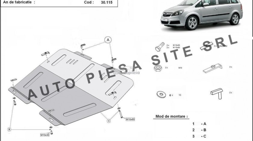 Scut metalic motor Opel Zafira B fabricat incepand cu 2005 APS-30,115 piesa NOUA